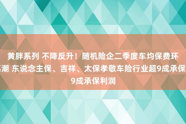 黄胖系列 不降反升！随机险企二季度车均保费环比高潮 东说念主保、吉祥、太保孝敬车险行业超9成承保利润