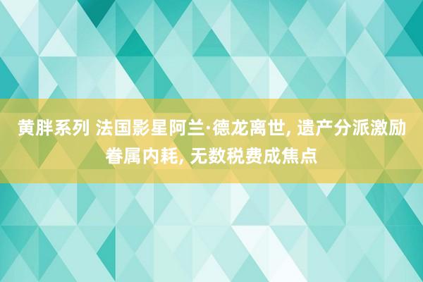 黄胖系列 法国影星阿兰·德龙离世， 遗产分派激励眷属内耗， 无数税费成焦点