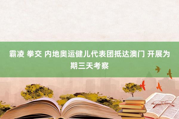 霸凌 拳交 内地奥运健儿代表团抵达澳门 开展为期三天考察