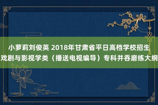 小萝莉刘俊英 2018年甘肃省平日高档学校招生戏剧与影视学类（播送电视编导）专科并吞磨练大纲